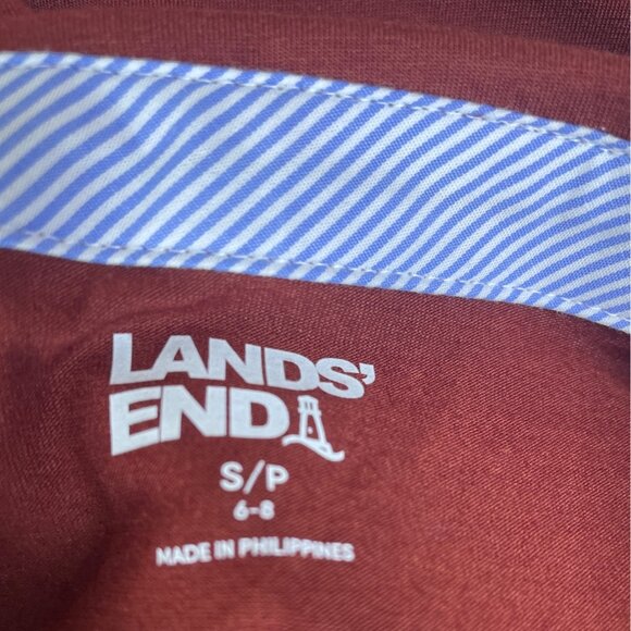 Lands End Womens Long-Sleeve Polo Shirt Red Brown Soft Fit Size SP - New - Picture 6 of 9